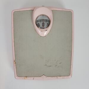 Vtg Chatham Bathroom Standing Weighing Scale Gray Pink Industrial Mid Century